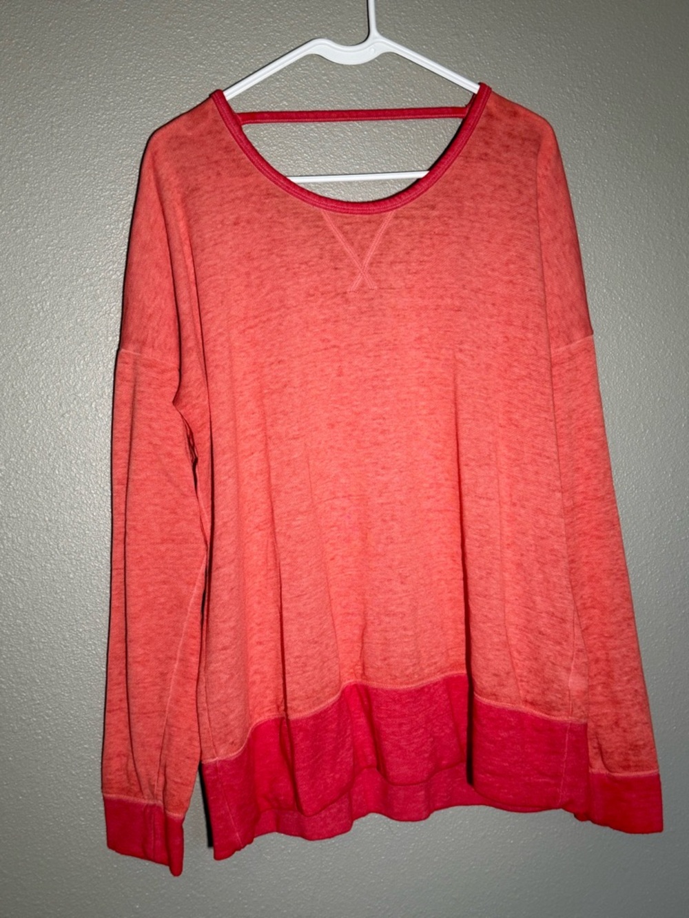 Maurices Coral Two-Tone Long Sleeve Sweatshirt